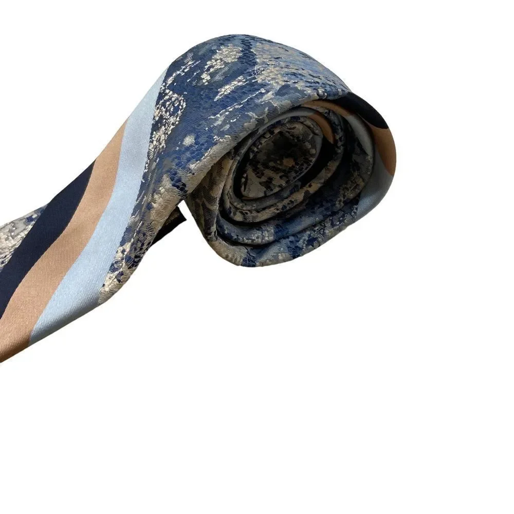 Vintage 70’s Oleg Cassini by Burma Mixed Media Blue Tie‎